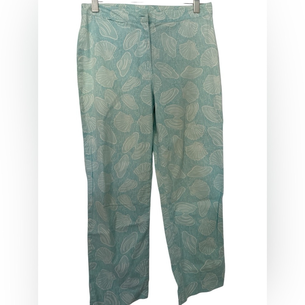 Lilly Pulitzer White Green Sea Shells Patterened Capri Pants